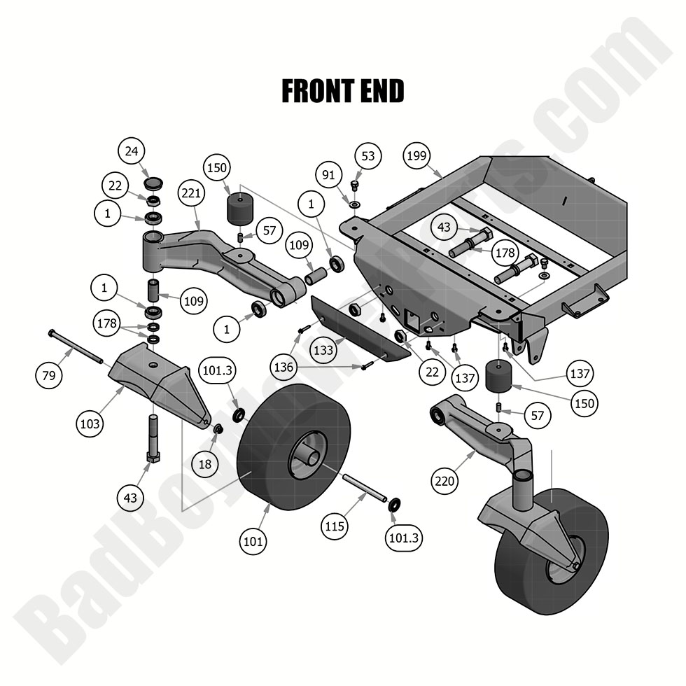 1978 - Bad Boy Mower Parts Lookup > 2019 > Renegade - Gas > Front End